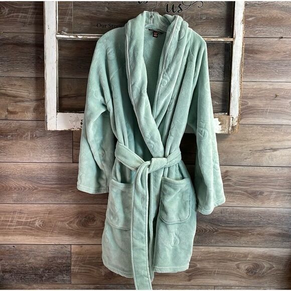 VICTORIA’s SECRET Ladies Fleece Open Front Belted Robe Mint Green Size Medium - Picture 1 of 8
